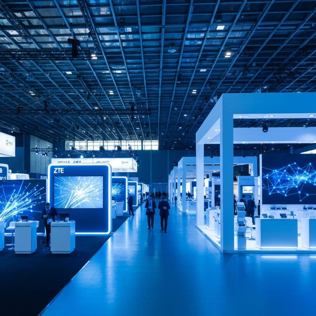 Telecommunications industry trade show exhibition hall